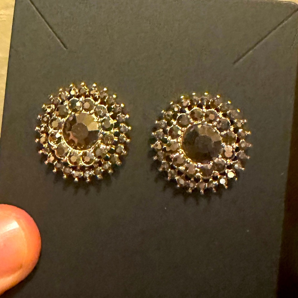Torrid black stone circles large stud earrings